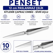 Labolist Penset 12 cm - Kitlenir Çapraz Cımbız - Sivri Uçlu 10 Adet