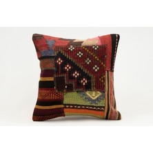 Kilim Wholesale El Yapımı Kilimden Yapılmış Vintage Kırlent Kılıfı, Yün, 40X40 cm