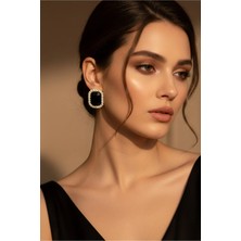 BB Bridal Boutique Taşlı Küpe Choker Tasma Gold Kaplama Kına Küpe Abiye Küpe Baget Küpe 2,5 cm