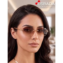 Esrada 3104D 602180 2569 02  UV400 Korumalı Kahverengi Renk Gold Detaylı Kadın Güneş Gözlüğü 57-18-148
