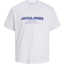 Jack & Jones Erkek Gögüs Baskili Relaxed Fit Bisiklet Yaka Tisört - Abbo