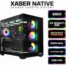 Xaser Native X130 Ryzen 5 7500X3D 16GB Ram 512GB M.2 Nvme SSD 8gb RX9060XT Sıvı Soğutmalı Hazır Sistem Oyuncu Bilgisayarı