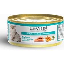 Lavital Somonlu Bal Kabaklı ve Enginarlı Kısırlaştırılmış Yetişkin Kedi Konservesi 85GR x 12 Adet