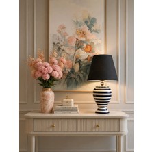 Feray Home Abajur - Sultan Lacivert Zebra Siyah Şapka Gümüş