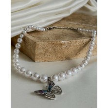 Dore Collection Kelebekli Inci Kolye