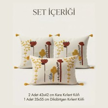 Destiva Home Punch Nakışlı Dekoratif Kırlent Seti 2 Kare 1 Dikdörtgen Kırlent Kılıfı 3lü Boho Modern Salon Seti