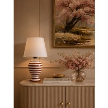 Feray Home Abajur - Sultan Kahverengi Zebra Beyaz Şapka Gümüş