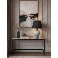 Feray Home Abajur - Sultan Siyah Zebra Siyah Şapka Gümüş