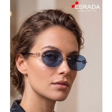 Esrada 3104D 602180 2569 05 UV400 Korumalı Lacivert Renk Gümüş Detaylı Kadın Güneş Gözlüğü 57-18-148