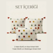 Destiva Home Punch Nakışlı Dekoratif Kırlent Seti 2 Kare 1 Dikdörtgen Kırlent Kılıfı 3lü Boho Modern Salon Seti