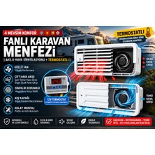 Cambrosa 12V Çift Fanlı Termostatlı Kış Kapaklı Sineklikli Karavan Buzdolabı ve Akü Odası Havalandırma Menfezi " Beyaz "