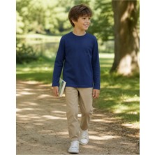 Fasıla Giyim İndigo Unisex Çocuk Bisiklet Yaka Uzun Kollu Tişört - Okul Stili (Erkek Çocuk) - 7 Yaş