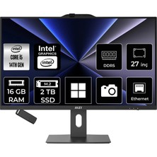 MSI Msı Pro AP272P Intel Core I5 14400 16GB Ram 2tb SSD UHD Graphics 27" Full Hd (1920X1080) WIN11 Home 14M-867XEUP410 Siyah All In One Bilgisayar + Per4 USB Bellek