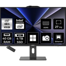 MSI Msı Pro AP272P Intel Core I5 14400 40GB Ram 4tb SSD UHD Graphics 27" Full Hd (1920X1080) WIN11 Pro 14M-867XEUP529 Siyah All In One Bilgisayar + Per4 USB Bellek