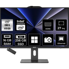 MSI Msı Pro AP272P Intel Core I5 14400 16GB Ram 256GB SSD UHD Graphics 27" Full Hd (1920X1080) WIN11 Pro 14M-867XEUP507 Siyah All In One Bilgisayar + Per4 USB Bellek