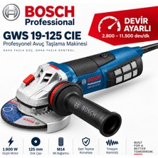 Bosch Professional Gws 19-125 Cıe Devir Ayarlı Avuç Taşlama Makinesi 1900 W 125 mm