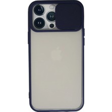 Uravas Store Mey Ithalat®   iPhone 13 Pro Max Kılıf Palm Buzlu Kamera Sürgülü Silikon - Lacivert