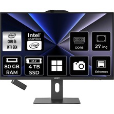 MSI Msı Pro AP272P Intel Core I5 14400 80GB Ram 4tb SSD UHD Graphics 27" Full Hd (1920X1080) WIN11 Pro 14M-867XEUP547 Siyah All In One Bilgisayar + Per4 USB Bellek