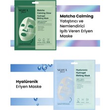 Dermal Seoul Face Matcha Yatıştırıcı Işıltı Veren Eriyen Glow Hidrojel Maske ve Hyalüronik Eriyen Maske