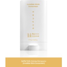 Sopure Invisible Stick Sunscreen- İz Bırakmayan, Makyaj Üstüne Kolay Uygulanan, Yağsız Dokulu, Nemli Bitişli, Gözenek Tıkamayan Şeffaf Stick Güneş Kremi- Tüm Ciltlere Uygun-15 g