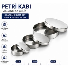 Labolist Petri Kabı Paslanmaz Çap 3 Farklı Boyut Set 8 cm 10 cm 15 cm