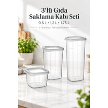 Nuaen 3’lü Gıda Saklama Kabı Seti 0,6 L + 1,2 L + 1,75 L Şeffaf Mutfak ve Erzak Saklama Kapları