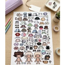 Ert Print Studio Giydirilebilir Bebek Sticker Seti | Kağıt Bebek ve Kıyafet Stickerları | 3 Karakterli Eğitici ve Eğlenceli Çıkartma Seti