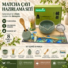 Herbarius 8 Parça Parlak Mint Yeşili Renk Matcha Çayı Hazırlama Seti - Geleneksel Japon Matcha Seti
