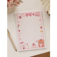 Ert Print Studio Sevimli Ayıcık ve Tavşan Kawaii Temalı Not Defteri - Çek Kopar 50 Yaprak A5 Boyut