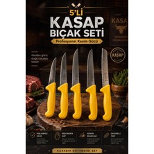 Solingen 5'li Profesyonel Kasap Bıçak Seti - Paslanmaz Çelik Ergonomik Saplı Et Kesim ve Yüzme Bıçağı