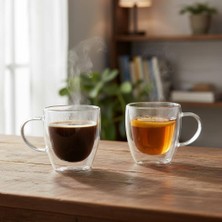 Astera 2'li Çift Cidarlı Borosilikat Cam Espresso Fincan Seti 100 ml