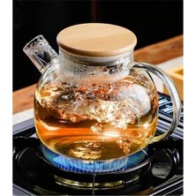 Astera 1000 ml Vakumlu Bambu Kapaklı Borosilikat Cam Demlik
