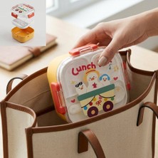 Astera 600 ml 4 Bölmeli Kilitli Yemek Kabı Kaşıklı Lunch Box 14X14X8 cm