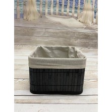 Astera Bambu Kare Çok Amaçlı Saklama Kutusu Organizer 20X20X13 cm - Siyah