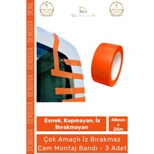 Denguva Özel Üretim Çok Amaçlı Araba Kopmayan Iz Bırakmaz Pvc 25 Metre Cam Montaj Sabitleme Bandı - 3 Adet