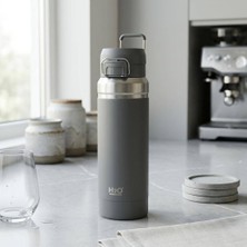 Astera 1000 ml Paslanmaz Çelik Isı Yalıtımlı Termos Matara Suluk - Gri