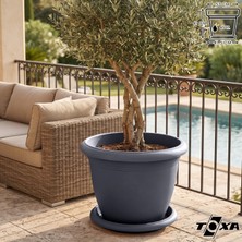 Toxa NO11 Ø53X41CM 45 Litre Yuvarlak Mat Antrasit Gri Plastik Saksı 53x41 cm Dış Mekan Kullanımı İçin