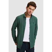 U.S. Polo Assn. Erkek Koyu Yeşil Uzun Kollu Basic Gömlek 50324708-VR079