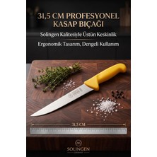 Solingen Profesyonel Kasap Bıçağı - Paslanmaz Çelik Ergonomik Saplı Et Kesim ve Yüzme Bıçağı ( 31,5cm )