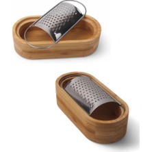 Astera Bambu Paslanmaz Çelik Sarımsak ve Peynir Rendesi Kavanozu 15X4X7 cm