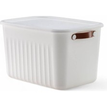 Astera 15 Litre Kapaklı Dekoratif Düzenleyici Saklama Kutusu 35X25X22 cm - Beyaz