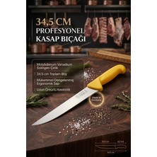 Solingen Profesyonel Kasap Bıçağı - Paslanmaz Çelik Ergonomik Saplı Et Kesim ve Yüzme Bıçağı ( 34,5cm )