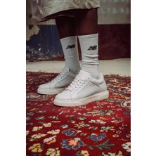 Voo Shoes Hakiki Dana Derisi +7 cm Boy Uzatan Sneaker – Beyaz Hasır Desenli Erkek Spor Ayakkabı
