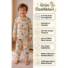 Aden Kids  Erkek Çocuk Dinazorlar Basklı Gömlek Yaka Düğmeli Pijama Takımı