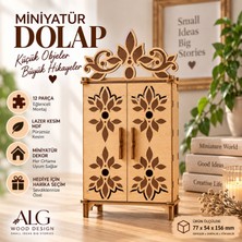 Algwood Minyatür Dolap Maketi 12 Parça Mdf Ahşap 3D Puzzle Boyanabilir Dekoratif Maket