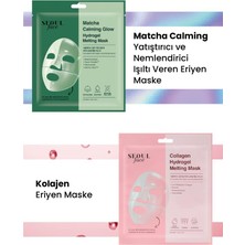 Dermal Seoul Face Matcha Yatıştırıcı Işıltı Veren Eriyen Glow Hidrojel Maske ve Kolajen Eriyen Maske
