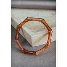 Dore Collection Kadın Bambu Tasarım Lastikli Akrilik Bileklik - Trend Reçine Bambu Form Bangle Kelepçe