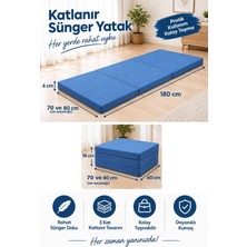 Tuğra Sünger Katlanır Sünger  Yatak 70X180X6 ve 80X180X6  Mavi