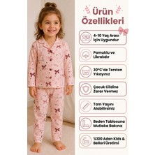 Aden Kids Kız Çocuk Pembe Fiyonk ve Kalp Desenli Uzun Kollu Pijama Takımı