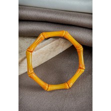 Dore Collection Kadın Bambu Tasarım Lastikli Akrilik Bileklik - Trend Reçine Bambu Form Bangle Kelepçe